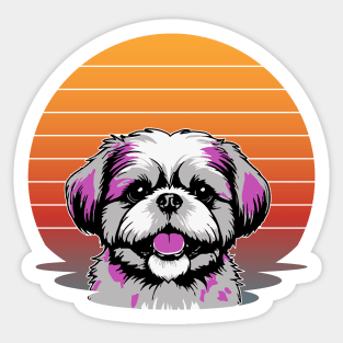 cute shih tzu dog owner Sticker